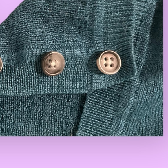 Vintage Banana Republic Deep Teal Marino wool sweater w/ buttons (med) - Picture 9 of 15
